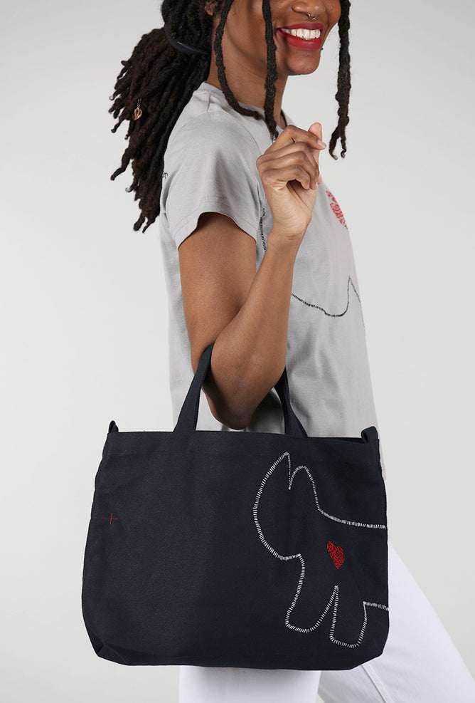 Cats with a Heart Camila Tote Bag, Navy One Size Black