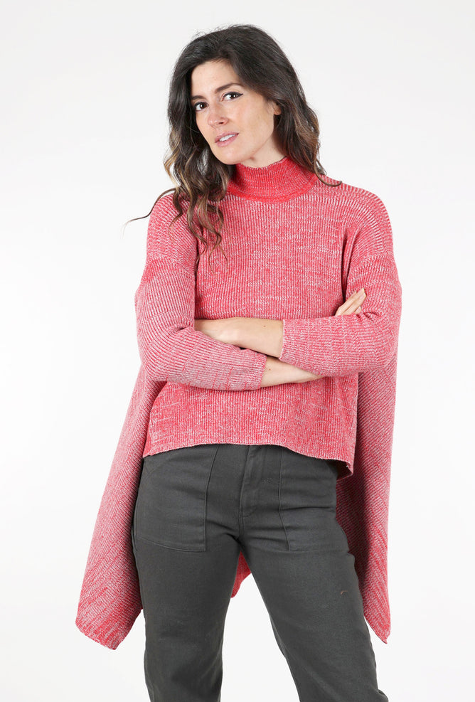 Patrizia Luca Osfa High-Low Sweater, Red One Size Red