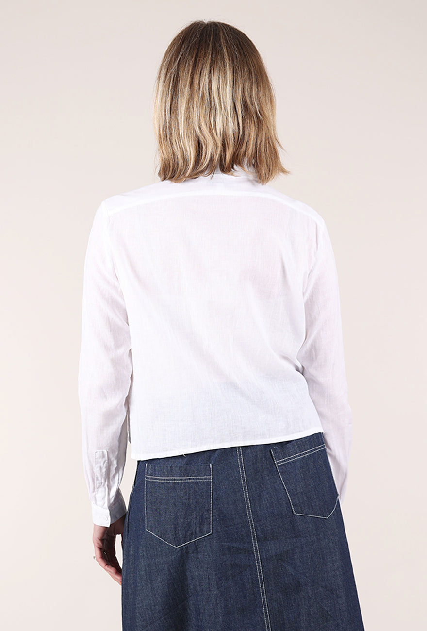 Lurdes Bergada Linen Asym Button-Up Shirt, White 