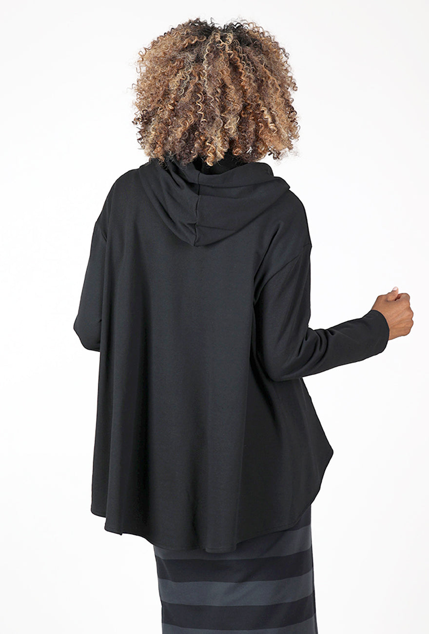 トップス VIVIANO / Tiered Tulle Trimmed Hoodie Tulle Hoodie, Black – Evie Lou