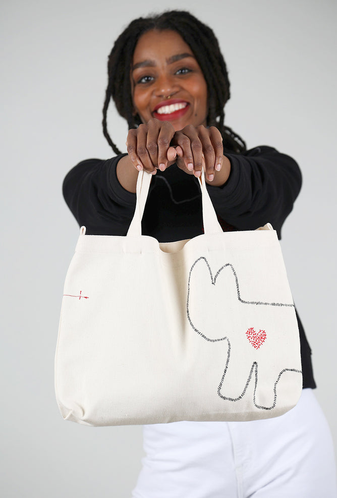 Cats with a Heart Camila Tote Bag, Off-White One Size Off-White