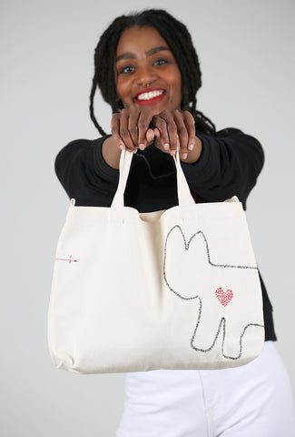 Cats with a Heart Camila Tote Bag, Off-White 