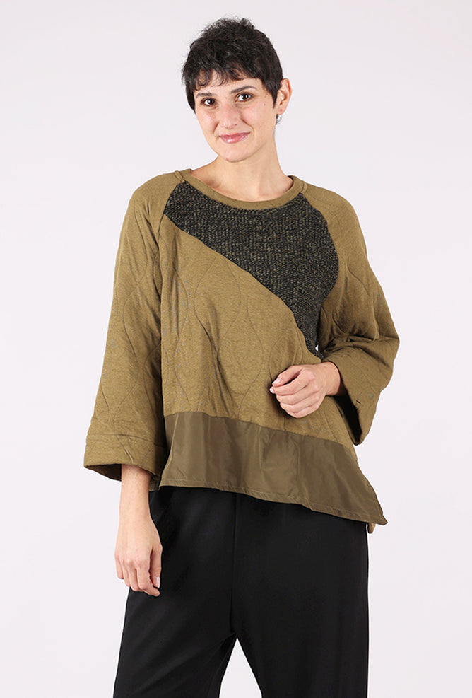Alembika Quilted Bias Pullover, Khaki 