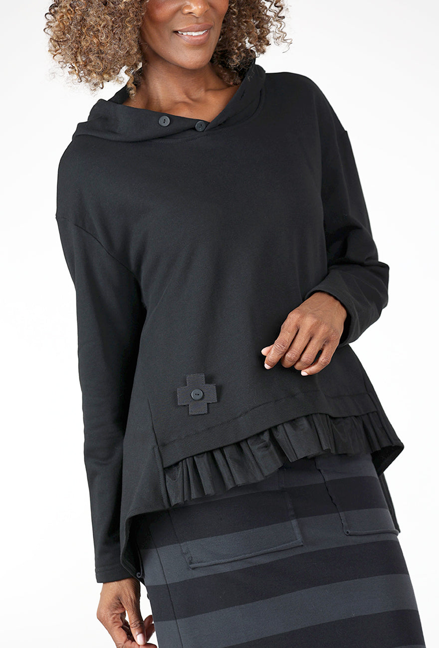 Tulle Hoodie, Black Angle 4