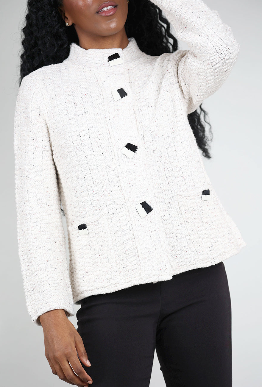 Habitat Harvest Tweed Brick Stitch Cardie, Winter White 