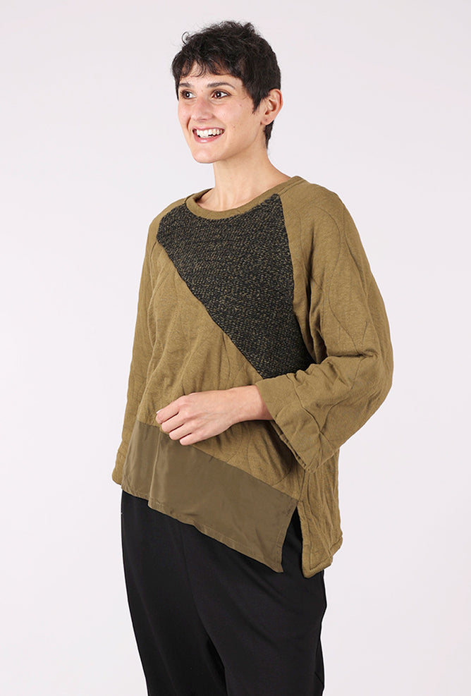 Alembika Quilted Bias Pullover, Khaki 