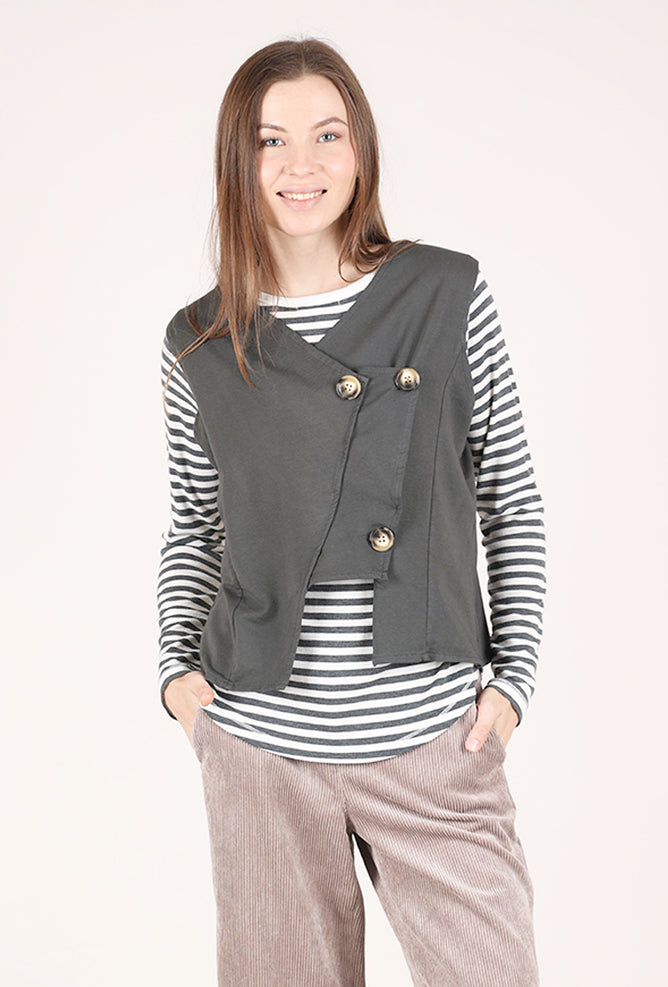 Saga Multi Button Vest, Gray 