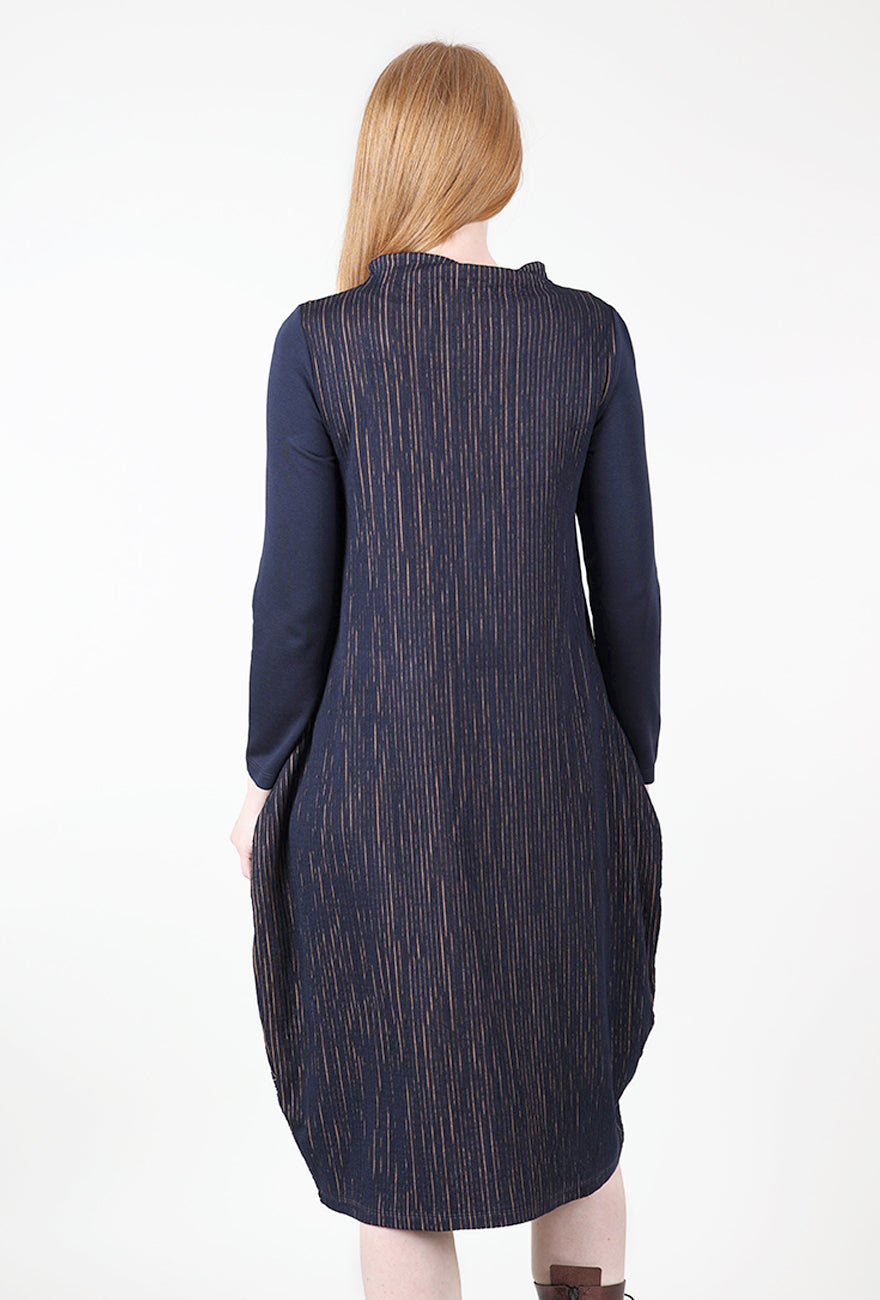 Ozai Dimensional Contrast Dress, Blue/Mustard 