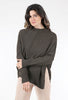 Grade & Gather Asym Side Slit Pullover, Brown 