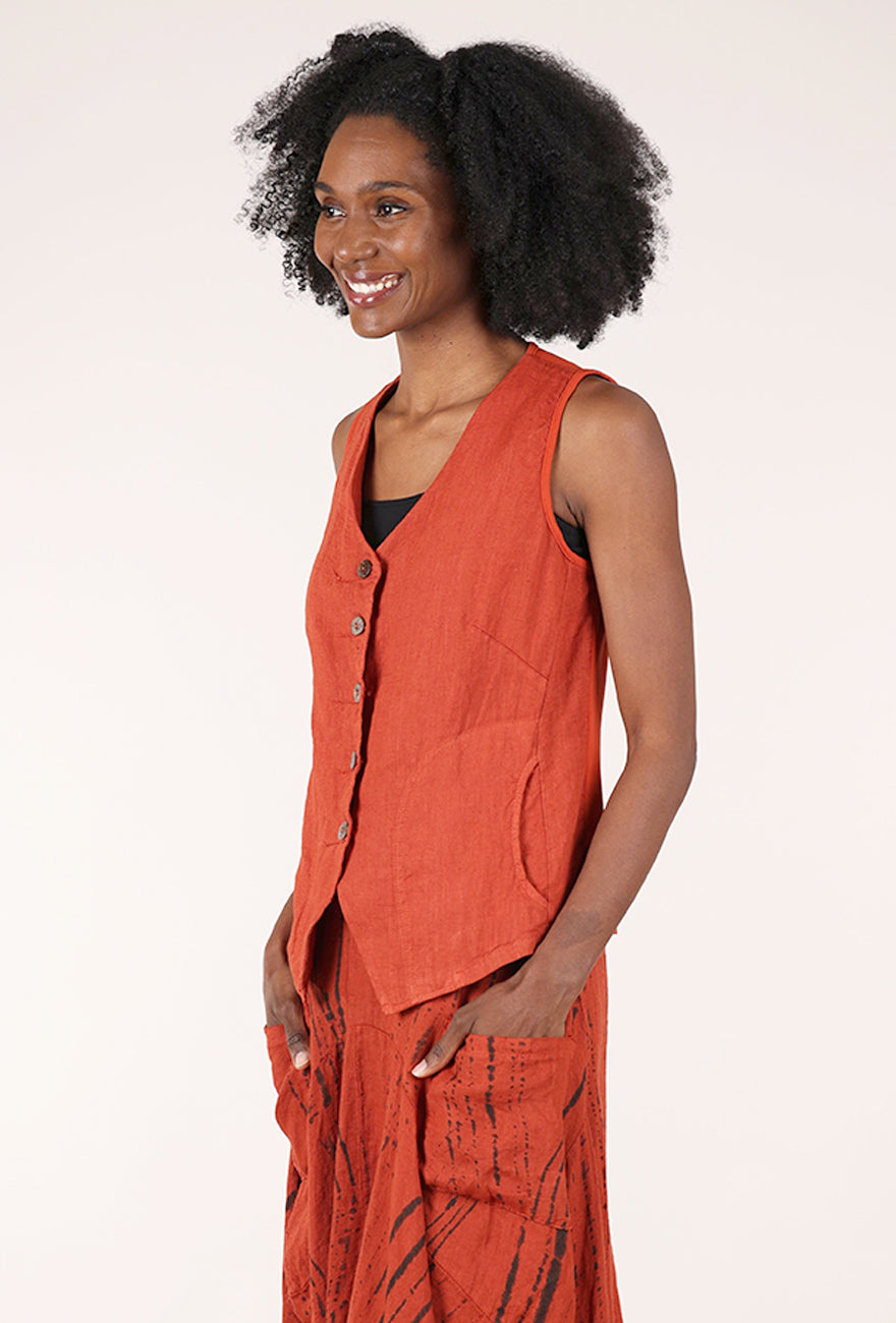 Dapper Linen Vest, Rust