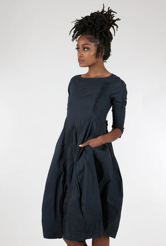 Rundholz Paper Cotton 3/4-Sleeve Dress, Ink 