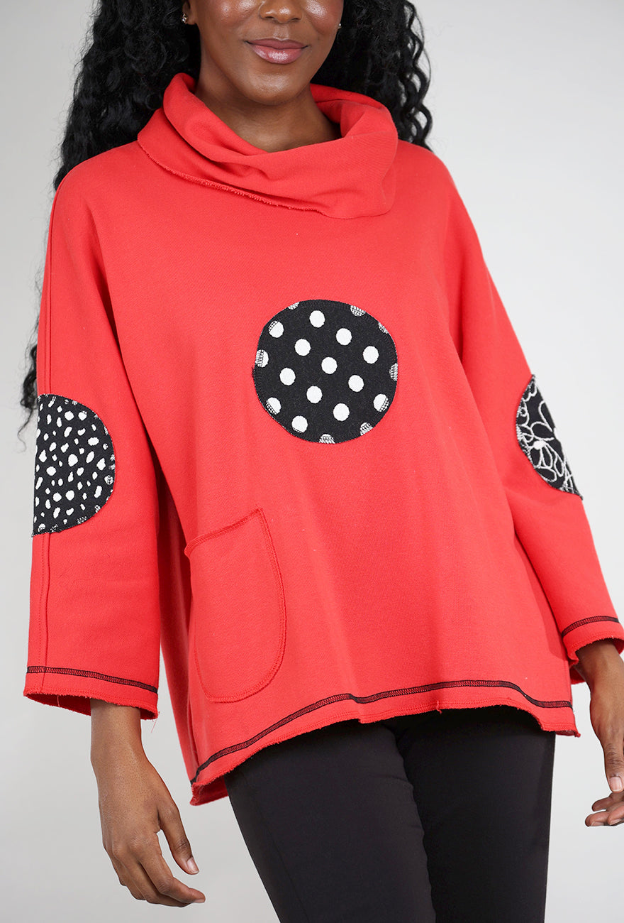 Christopher Calvin Dot Accent Sweatshirt, Red 