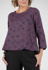Cut Loose Ink Spot Split Back Linen Top, Plumeria 