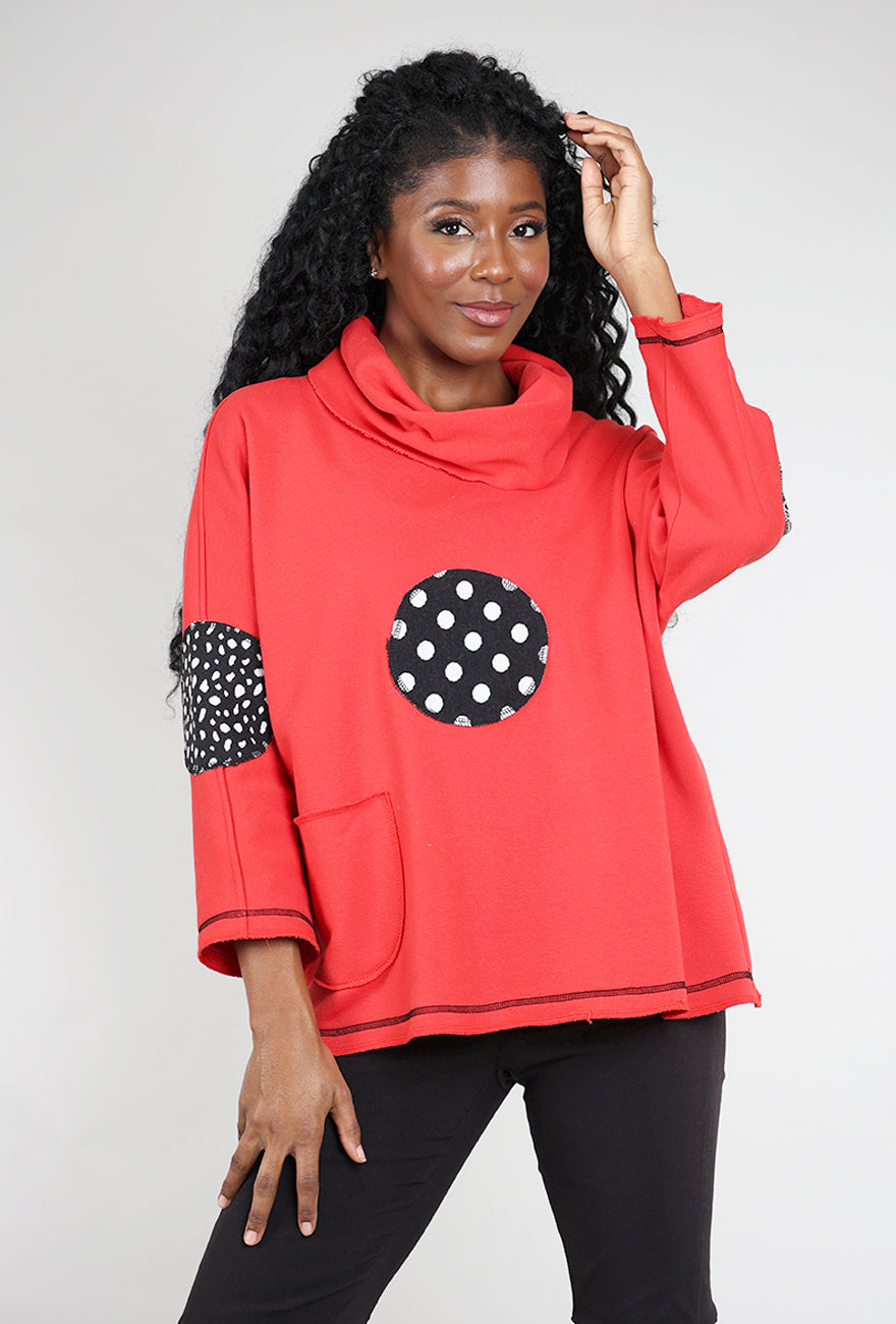 Christopher Calvin Dot Accent Sweatshirt, Red 