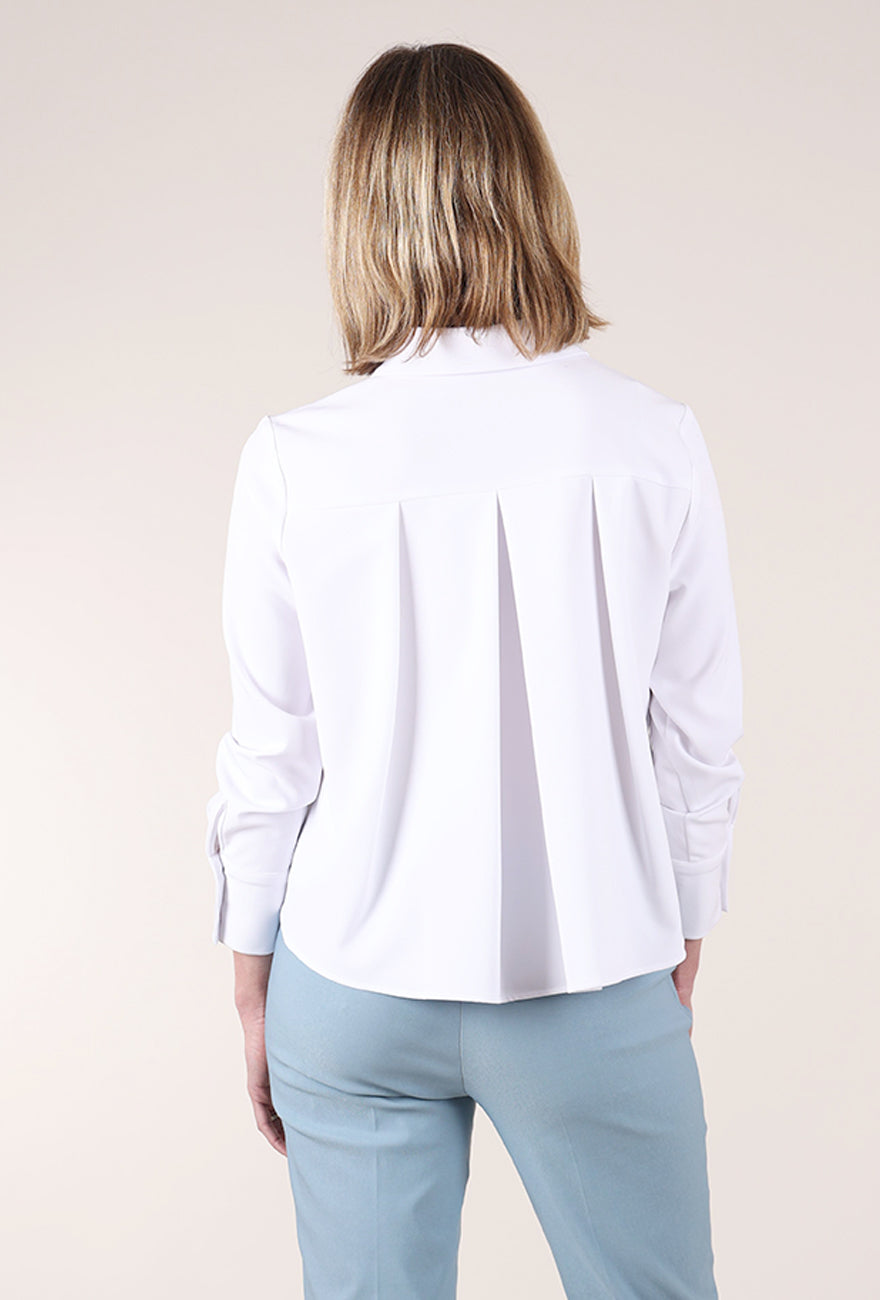 Estelle & Finn Shorter Pleat-Back Blouse, White 