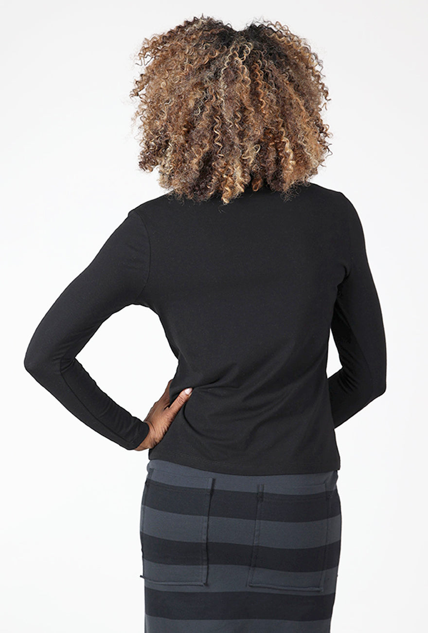 Ozai Drape Front Knit Top, Black 