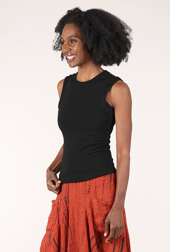 Grade & Gather Wide Shoulder Tank, Black 