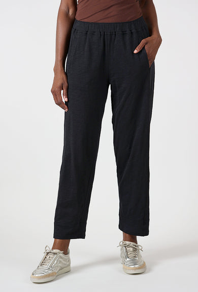 Cotton Slub Seamed Pant, Black