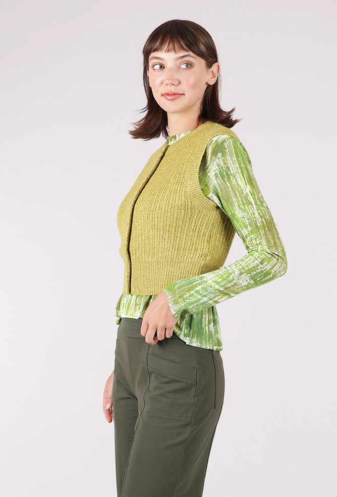 Grade & Gather Fitted Button-Up Shell, Citron 