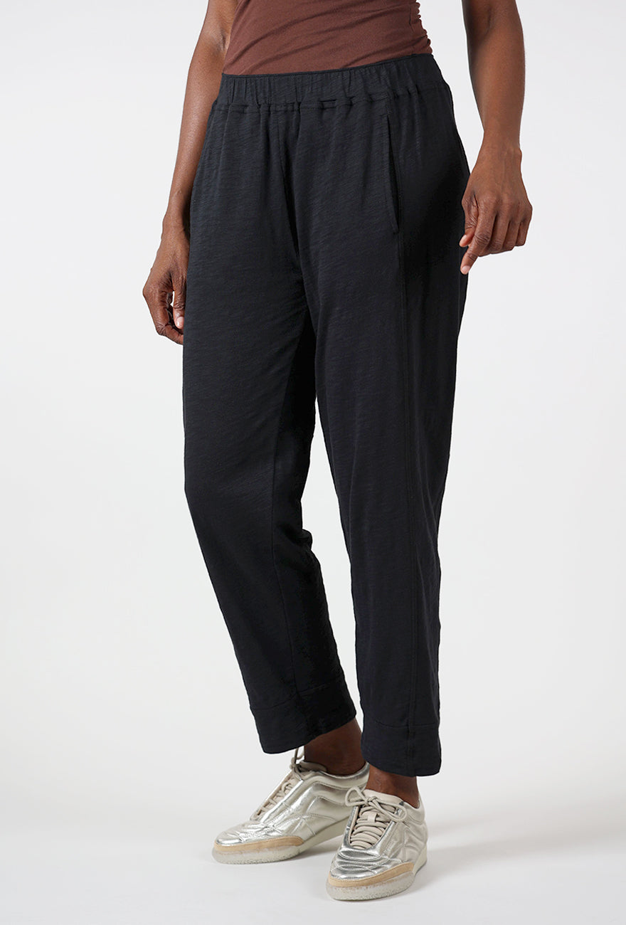 Cotton Slub Seamed Pant, Black