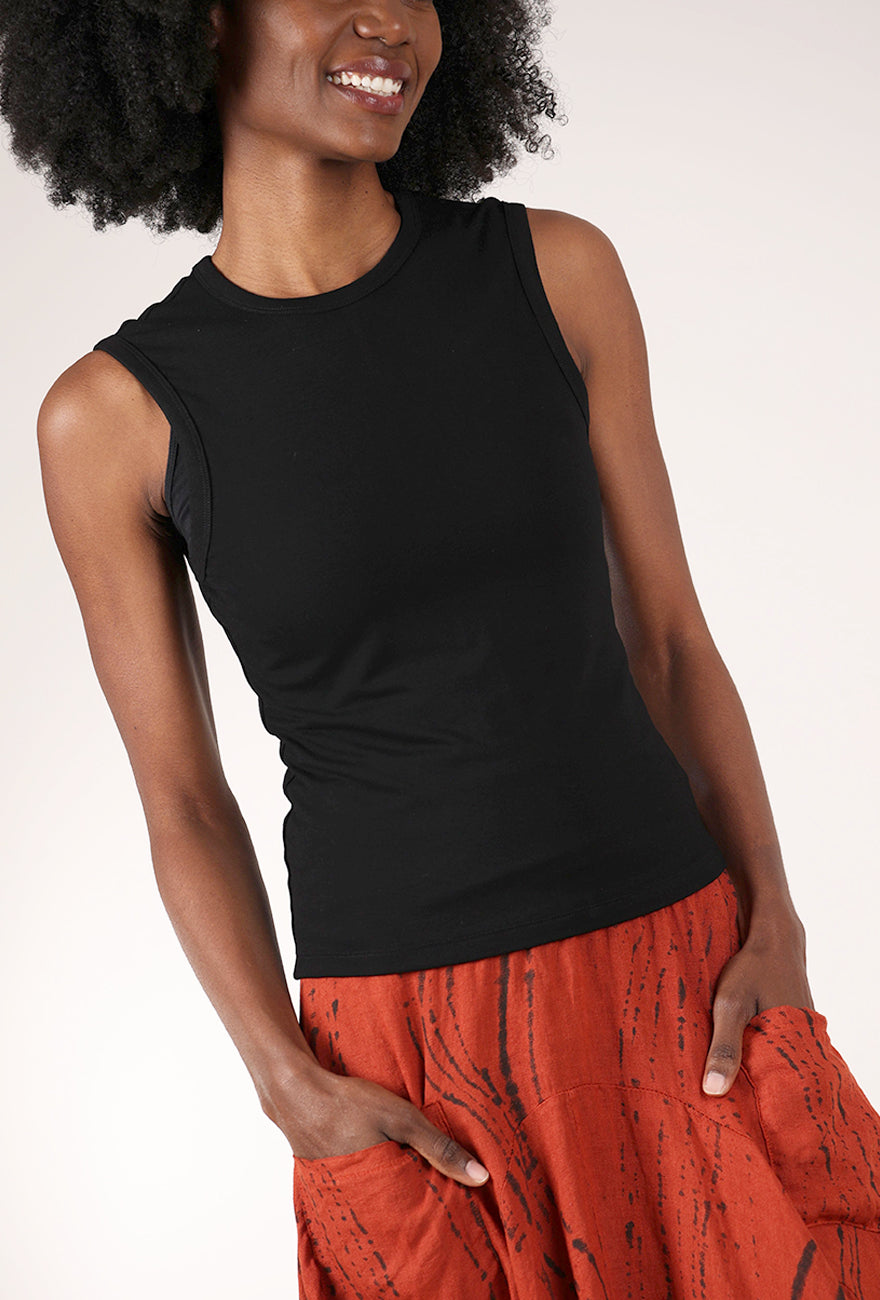 Grade & Gather Wide Shoulder Tank, Black 