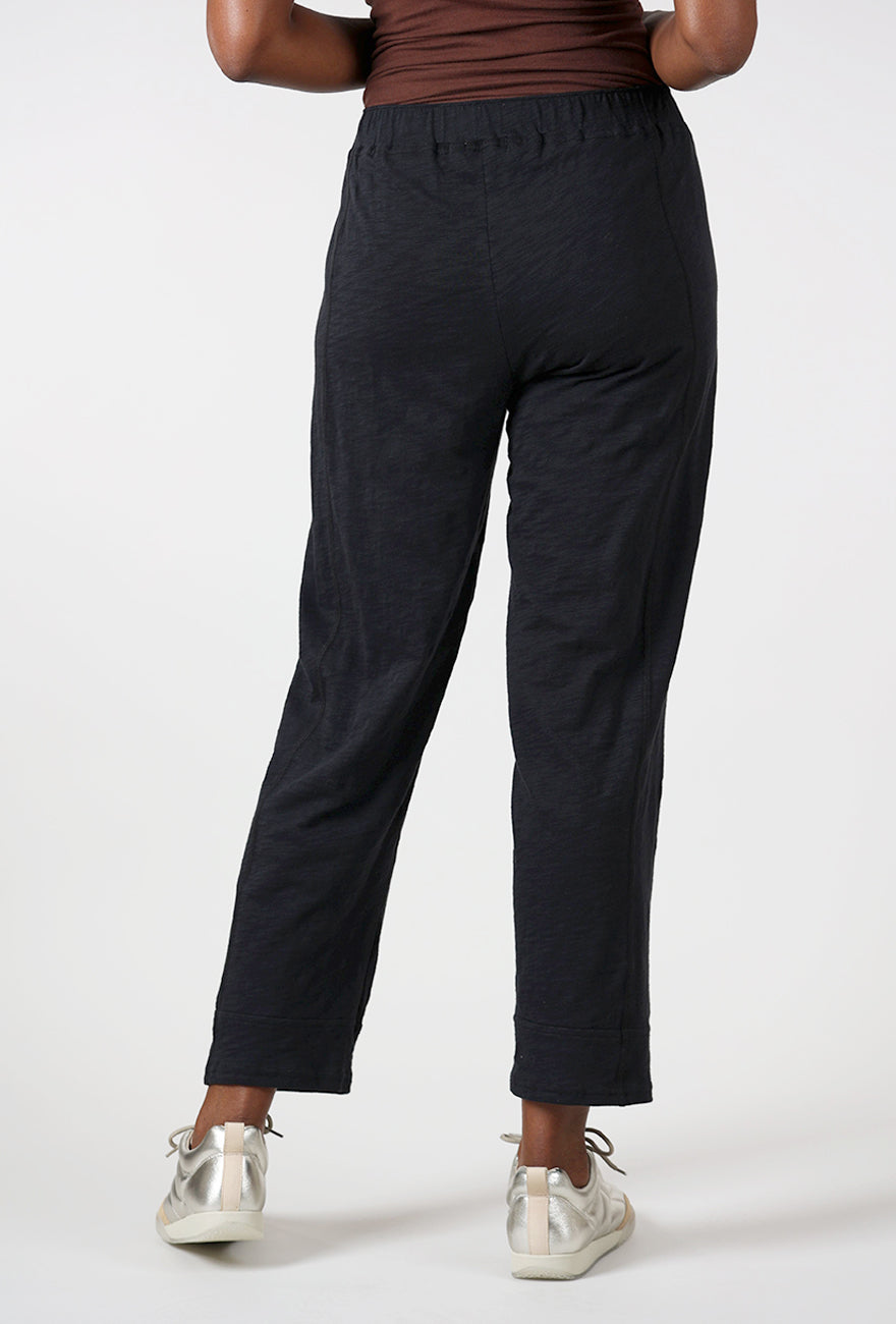 Cotton Slub Seamed Pant, Black