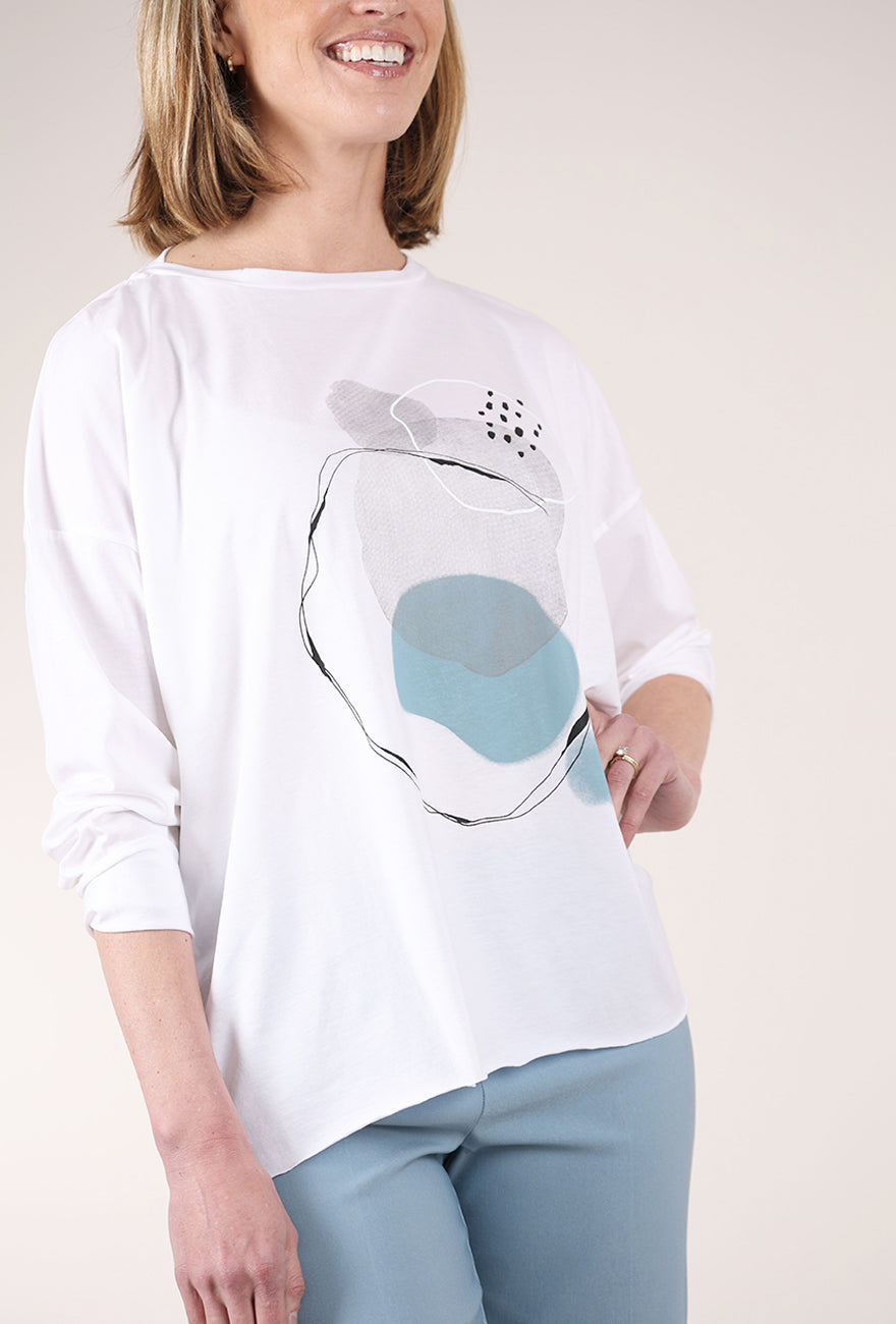 Planet Bubbles Boxy Tee, White 