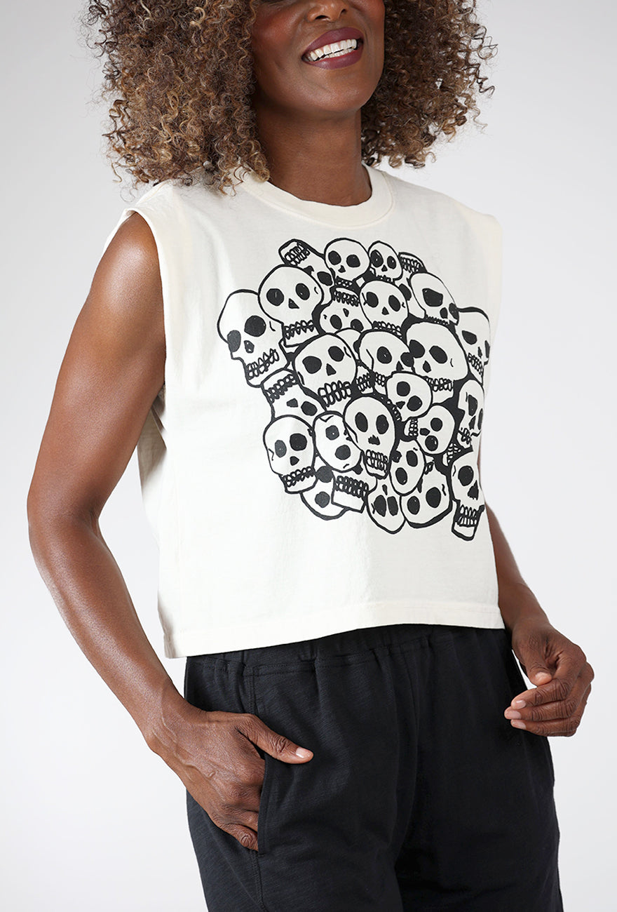 Skulls Joan Muscle Tee, Off White Angle 4