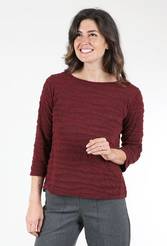 Cut Loose Texture Wave Boatneck Top, Holiday 