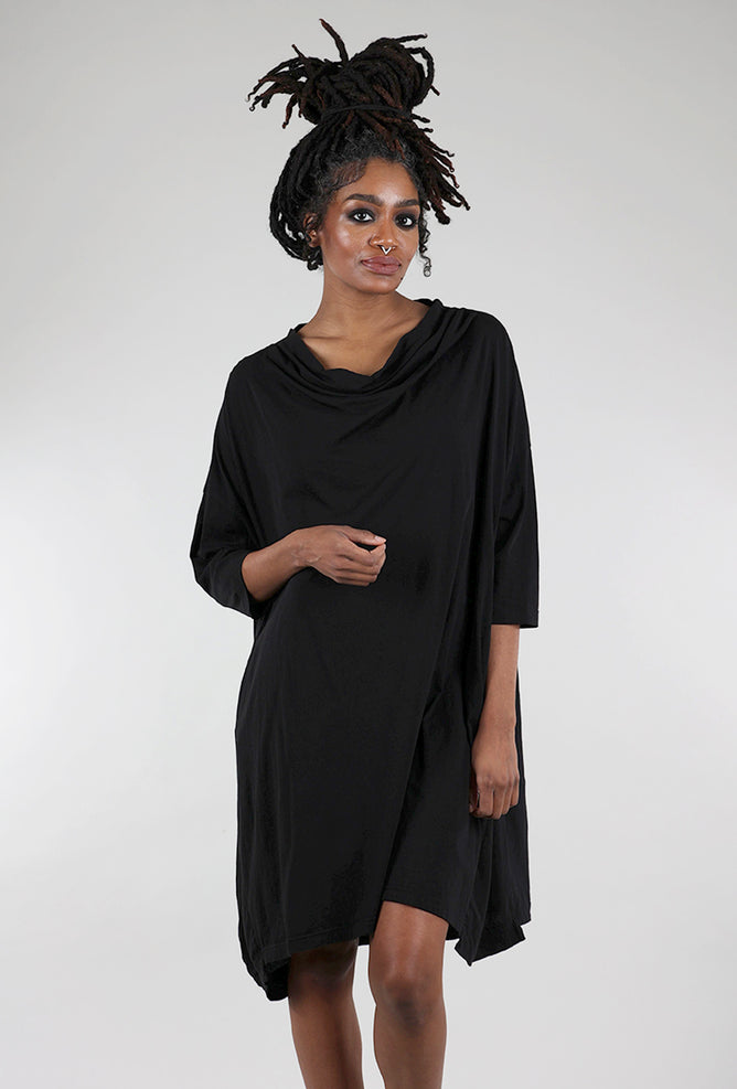 Rundholz Luxe Jersey Drape Neck Dress, Black 