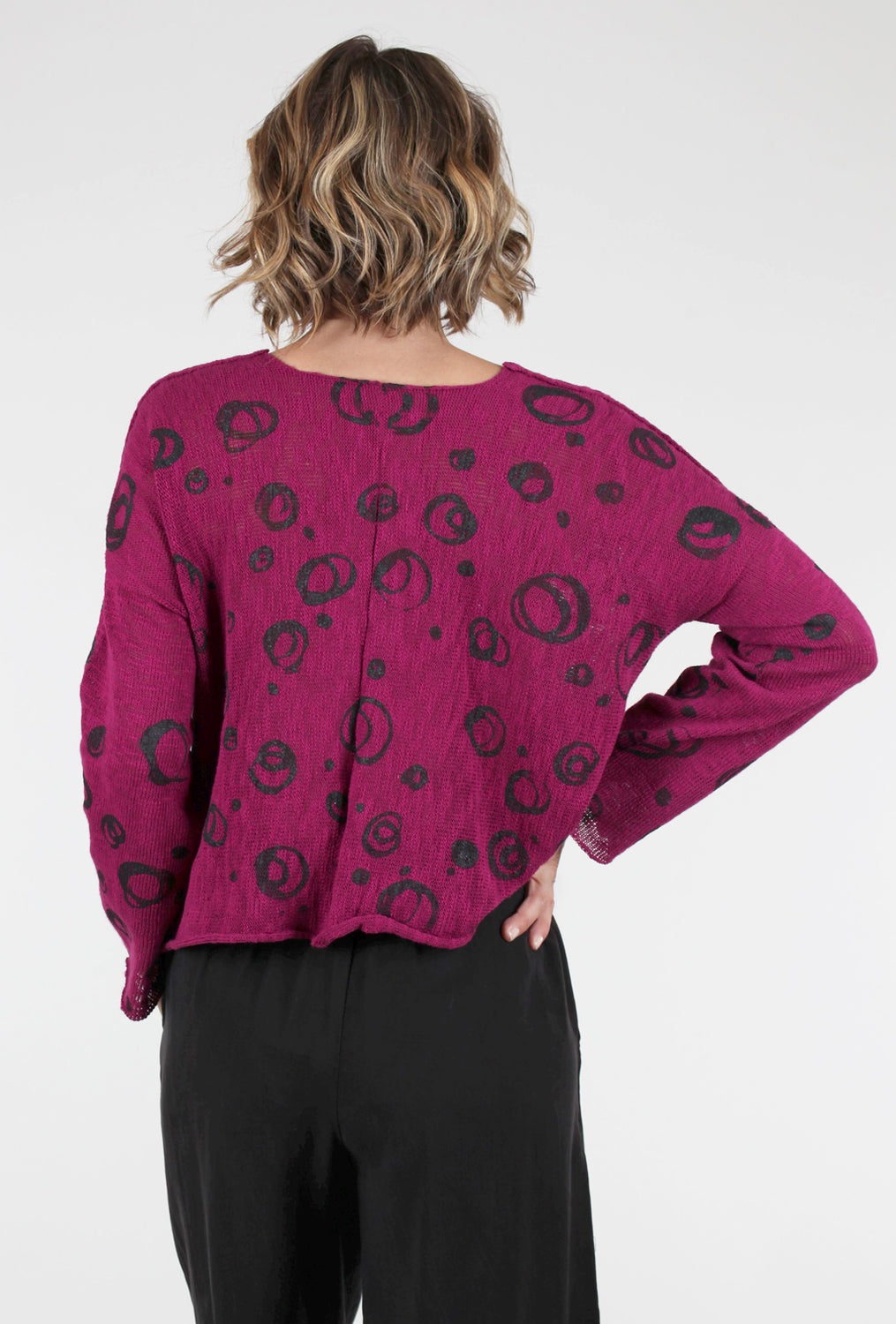 Paper Temples Reverse Pullover, Berry/Circles 