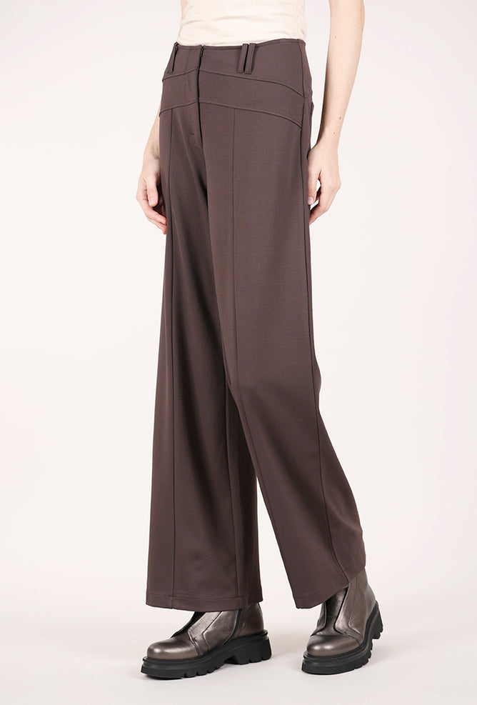 Olivia by Habitat Ponte Wide Leg Pant, Chocolate 