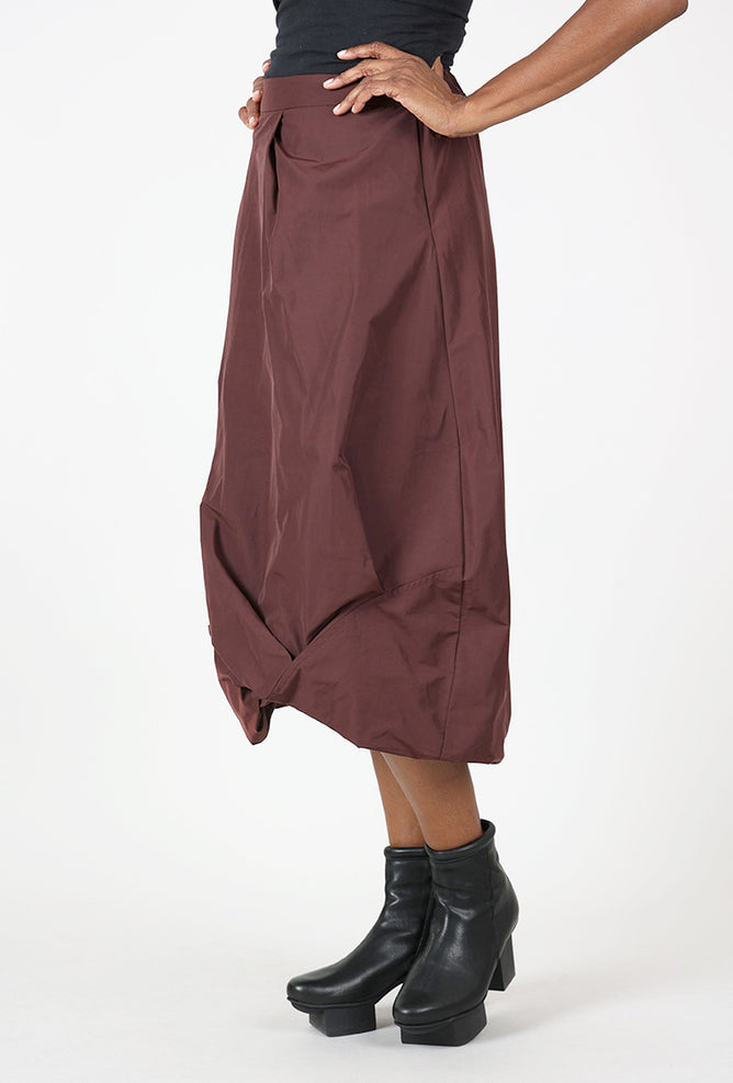 Ozai Artful Tuck Skirt, Wine 