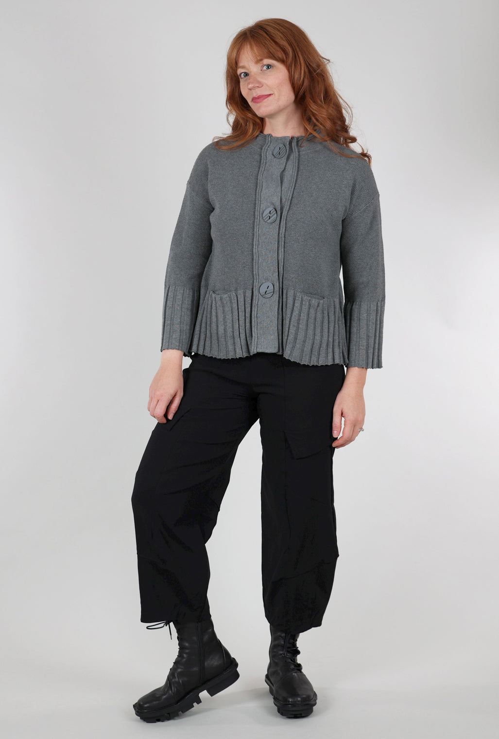 Liv Microthermal Rib Knit Cardie, Charcoal 