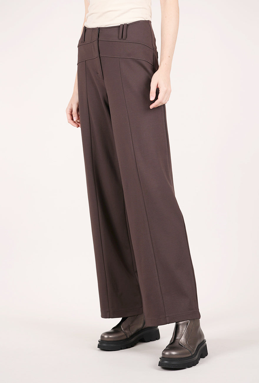 Olivia by Habitat Ponte Wide Leg Pant, Chocolate 
