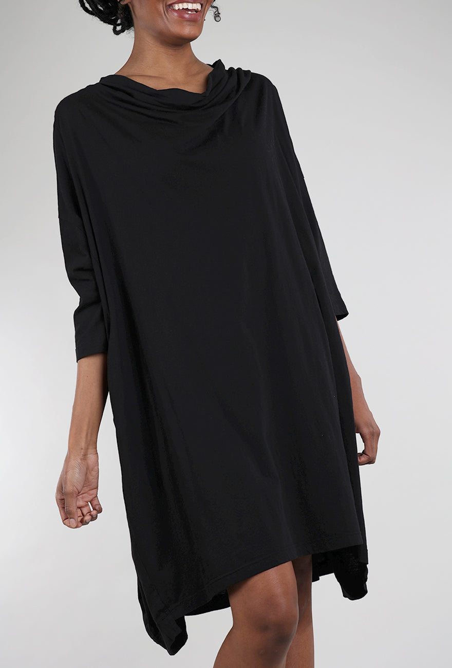 Rundholz Luxe Jersey Drape Neck Dress, Black 