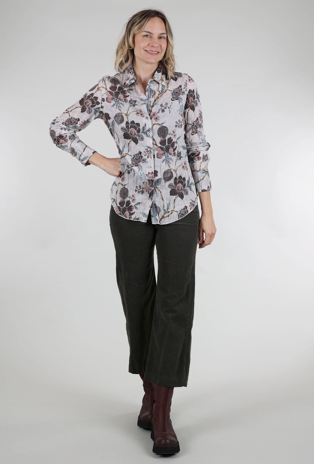 Cino Crinkle Souk Floral Shirt, Off White 