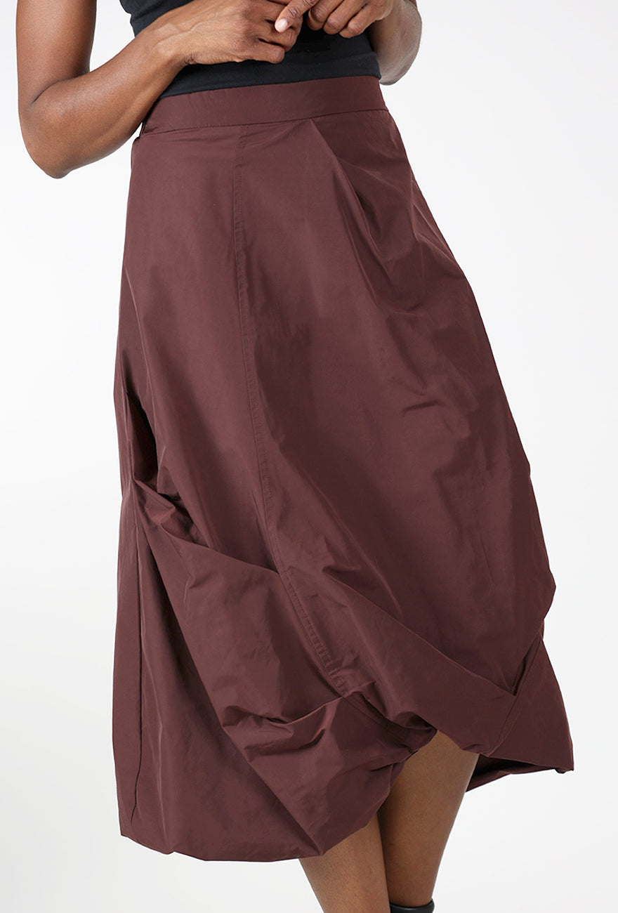 Ozai Artful Tuck Skirt, Wine 