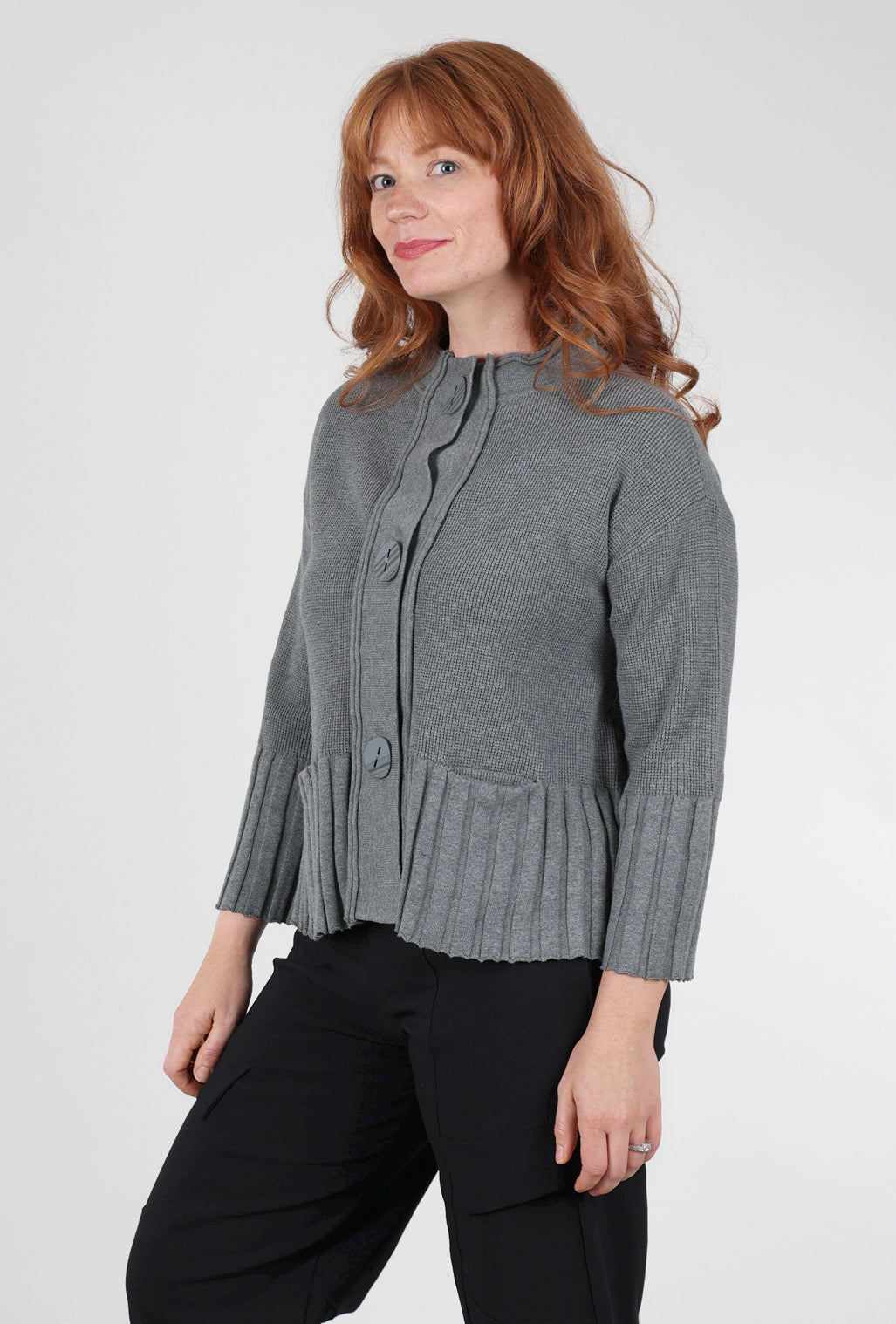 Liv Microthermal Rib Knit Cardie, Charcoal 