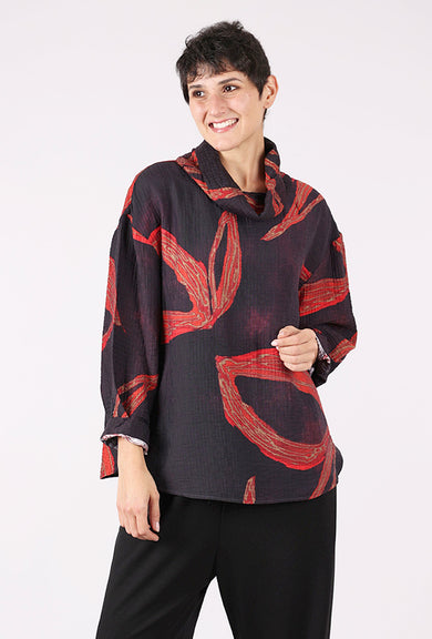 Noen Rococo Cowl Blouse, Amethyst/Orange 