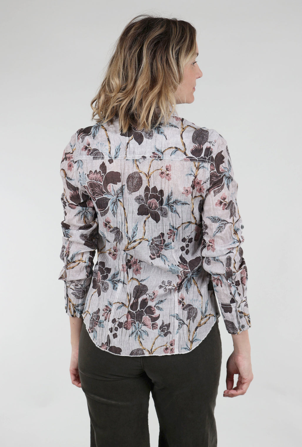 Cino Crinkle Souk Floral Shirt, Off White 