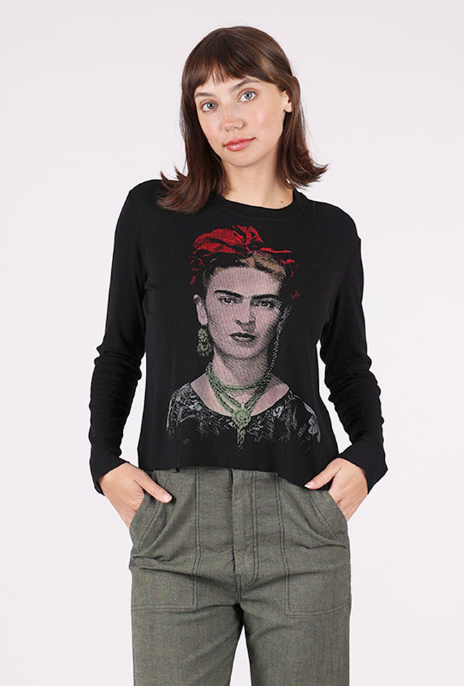 Heyne Bogut Micro Rib Crop Tee, Frida/Black 