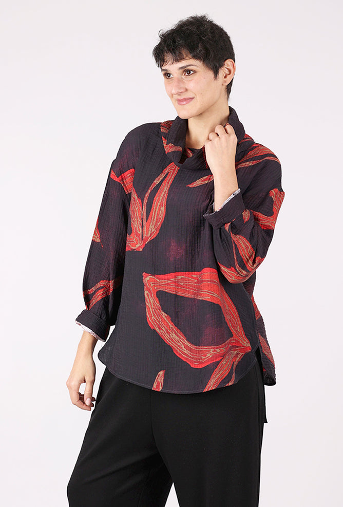 Noen Rococo Cowl Blouse, Amethyst/Orange 