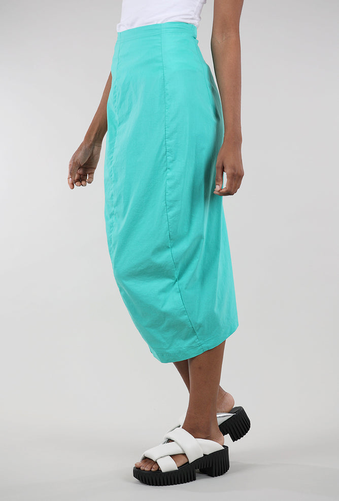 Rundholz Cotton Linen Twill Slim Skirt, Aqua 