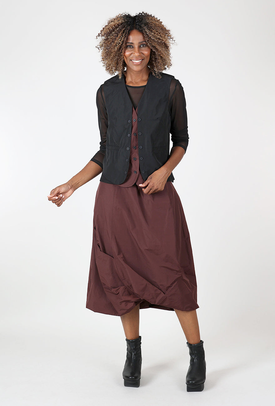 Ozai Artful Tuck Skirt, Wine 