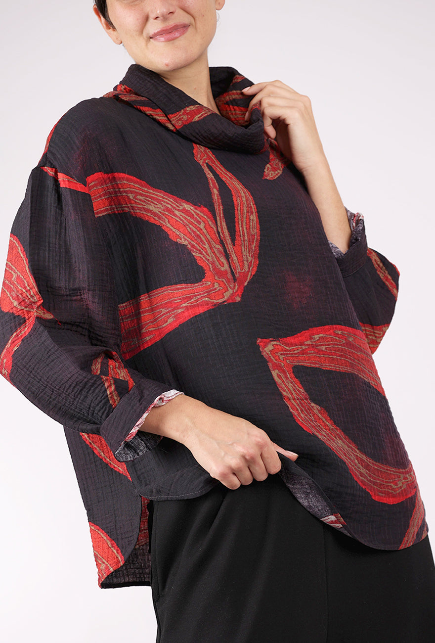 Noen Rococo Cowl Blouse, Amethyst/Orange 