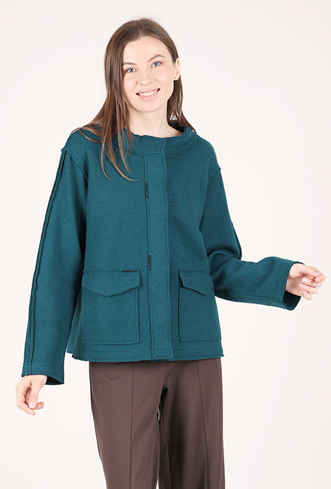 Olivia by Habitat Boiled Wool Snappy Jacket, Marine 