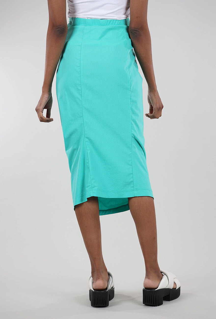 Rundholz Cotton Linen Twill Slim Skirt, Aqua 