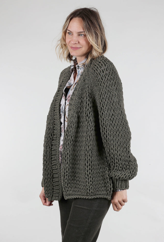 Margaret O'Leary Chunky Handknit Cardie, Olive One Size Olive