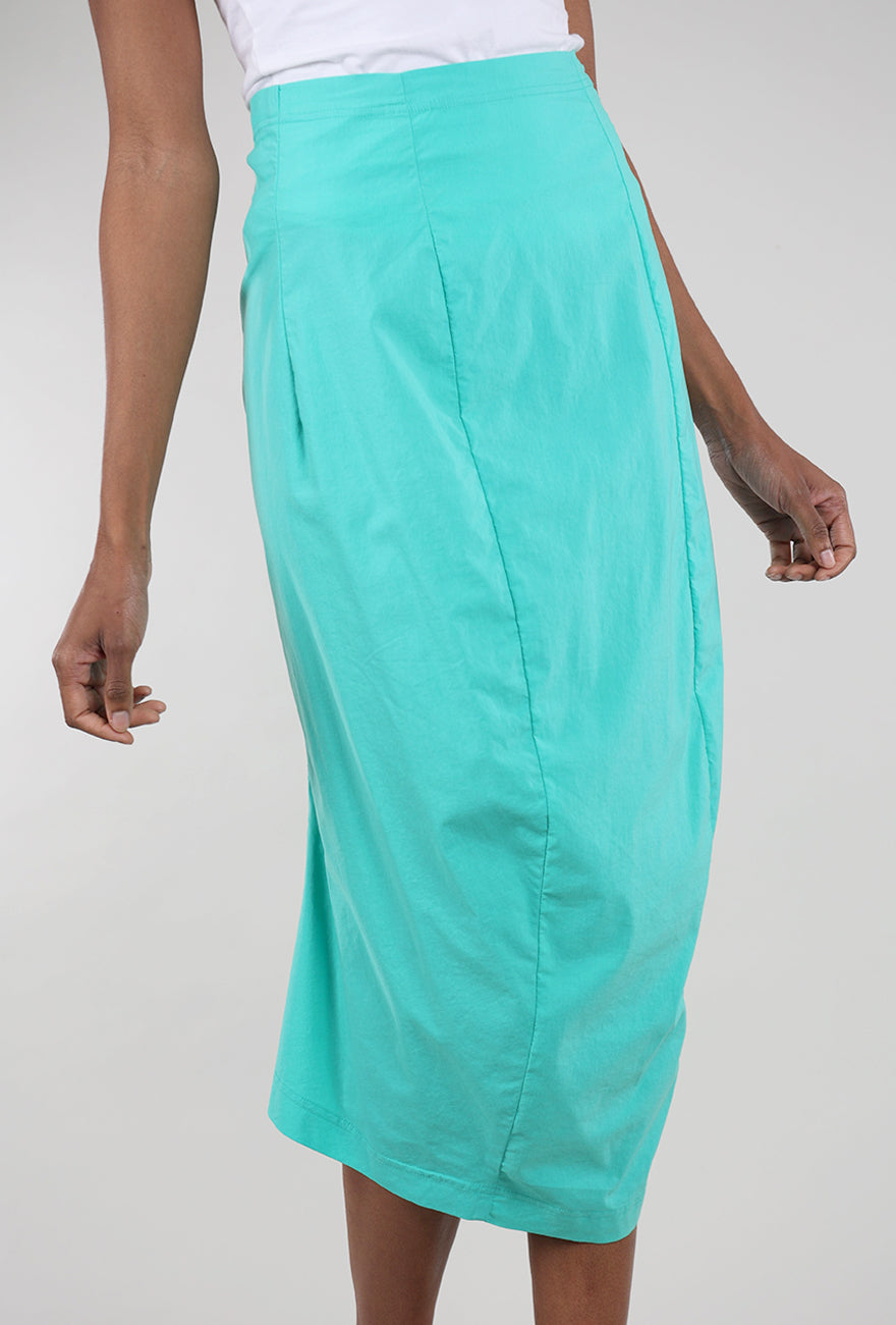 Rundholz Cotton Linen Twill Slim Skirt, Aqua 